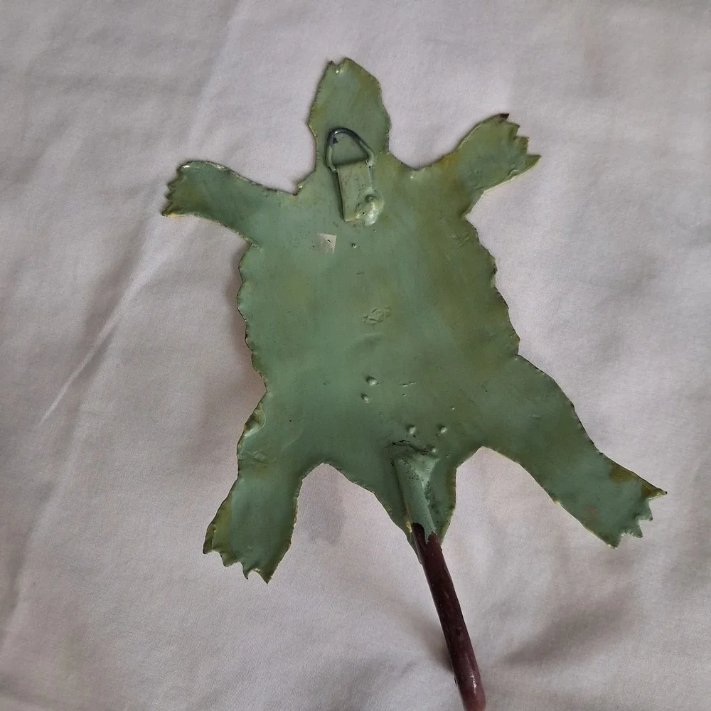 Metal Sea Turtle Wall Hook Hand Painted Coastal Decorative Key Towel Hanger
